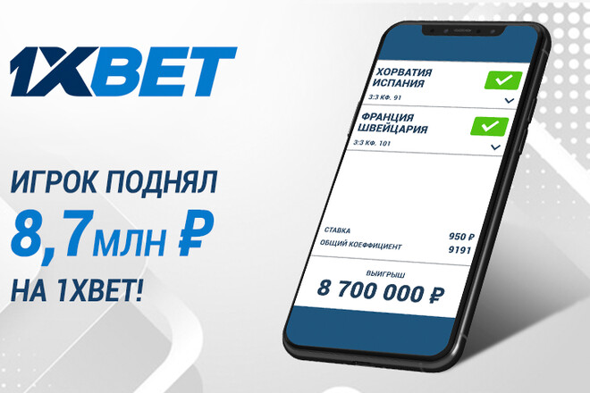 Игрок 1xBet выиграл почти 123 тысячи долларов Александр, Швейцария, Испания, Евро, Франция
